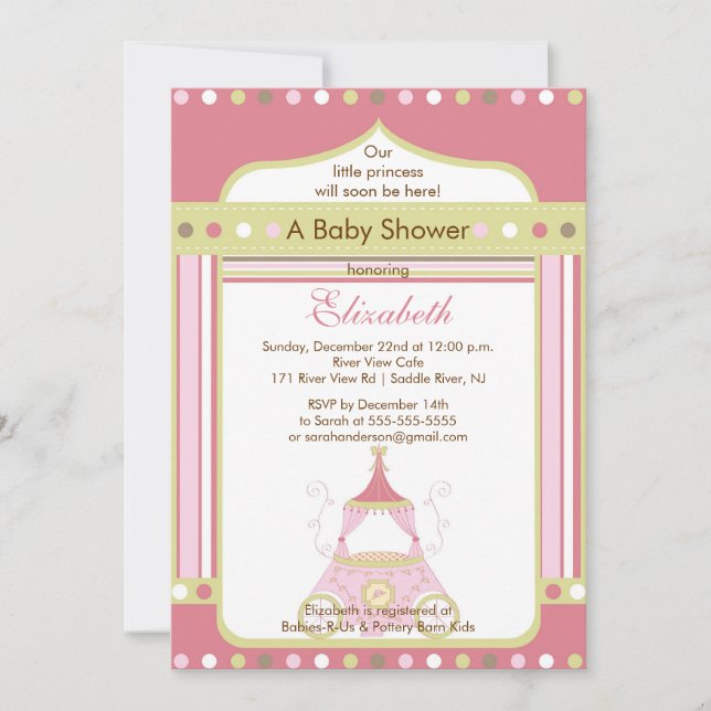 Invitation Chariot de rose d'invitation de princesse baby (Devant)