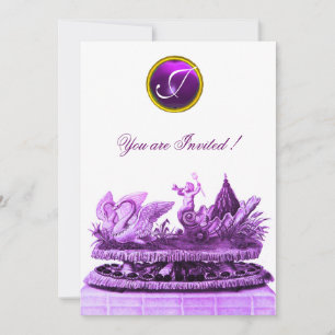 INVITATION CHARIOT DE SWANS ET CUPCAKES PURPLE BEACH MARIAGE