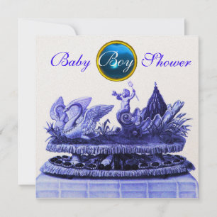 INVITATION CHARIOT D'OR DE SWANS /CUPCAKES BABY SHOWER GARÇON