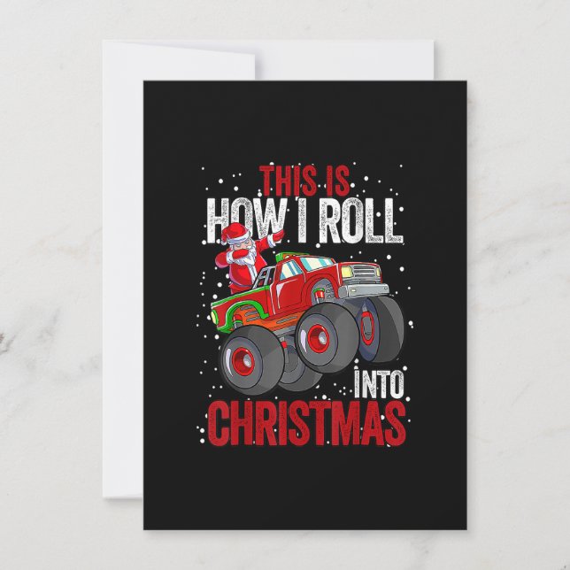 Invitation Chariot monstre de Père Noël pour enfants Noël X (Devant)