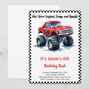 Invitation Chariot monstre modifiable Anniversaire