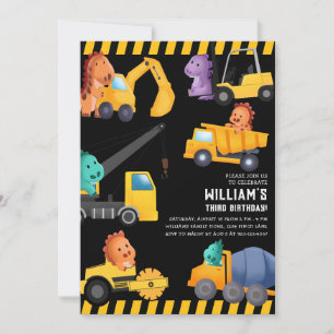 Invitation Chariots de construction fête d'anniversaire