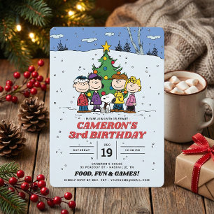 Invitation Charlie Brown et ses amis Anniversaire d'hiver