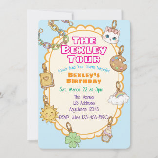 Invitation Charm Bracelet Birthday Tour