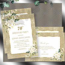 Charm Gold Parties scintillant Fleurs blanches 70e