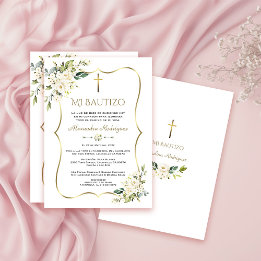 Invitation Charm Invitacion De Bautizo Con Flores Baptême