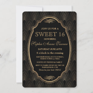 Invitation Charm Roaring 20s Great Gatsby Art Déco Sweet 16