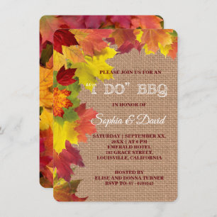 Invitation Charm Rustic Fall Feuilles Burlap I DO BBQ Invitat