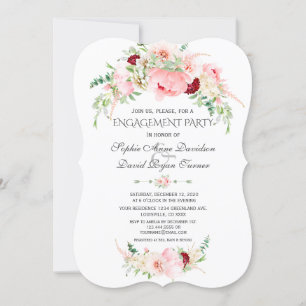 Invitation Charm Spring Watercolor Peonies Fiançailles de fle