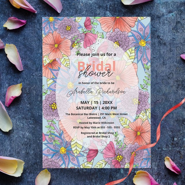 Invitation Charmant aquarelle Fête des mariées végétale flora (Créateur téléchargé)
