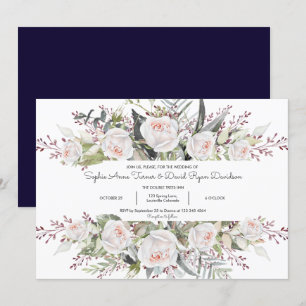 Invitation Charmant Aquarelle Fleurs blanches Mariage cadre