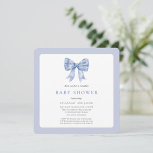 Invitation Charmant Baby shower Bow Bow Bow Couples Blue Ribb