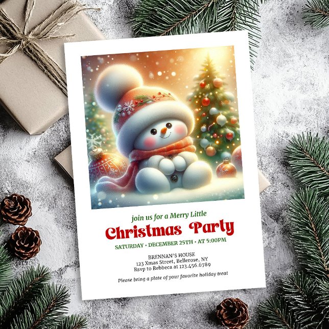 Invitation Charmant bonhomme de neige drôle invite des tons d (Charming funny snowman invite holiday tones digital

)