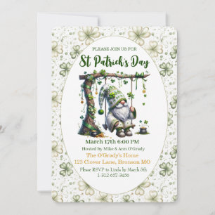 Invitation Charmant Gnome et Trèfles de la Saint-Patrick