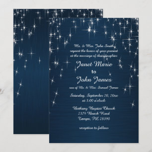 Invitation Charmant Mariage de Star Struck  Navy Blue