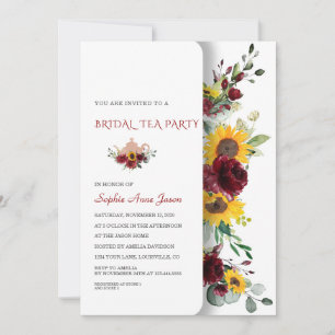 Invitation Charmant Royal Bourgogne Tournesol Thé de Mariage