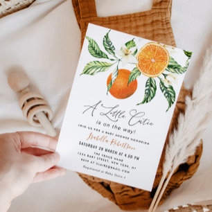 Invitation charmant script agrus oranges baby shower