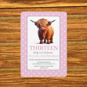 Invitation Charmant Vache Highland Mignonne anniversaire