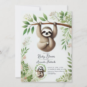 Invitation Charmante Baby Shower de Paresseux Suspendu