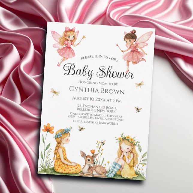 Invitation Charmante Baby shower des animaux de bois des fées (Créateur téléchargé)