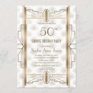 Invitation Charmante Gold Great Gatsby Art Déco fête d'annive