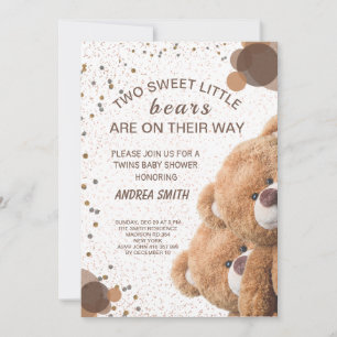 Invitation charmante pour bébé ours jumeaux