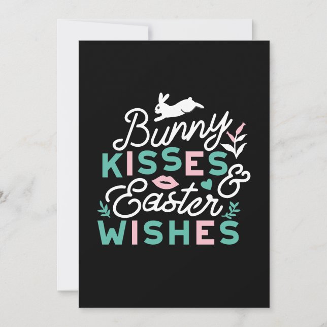 Invitation Charmante Typographie de Pâques Bunny Pâques (Devant)