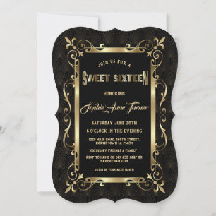 Invitation Charme Black Great Gatsby Art Déco années 1920 SWE
