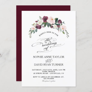 Invitation Charme Bourgogne Blush Ivory Florom Mariage