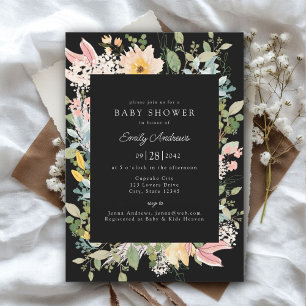 Invitation Charme de jardin fleur sauvage   Baby shower