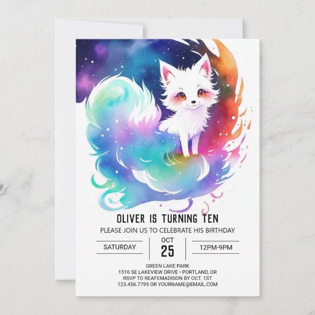 Invitation Charme de la Forêt Renard Anniversaire (Devant)