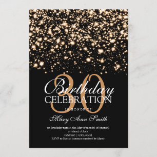 Invitation Charme de minuit de 30ème or élégant de fête
