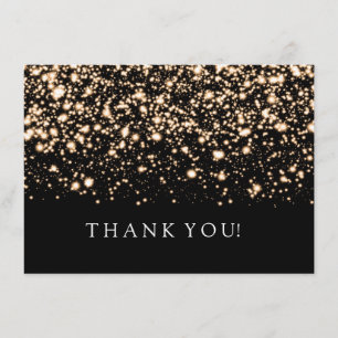 Invitation Charme de minuit d'or de note de Merci de mariage