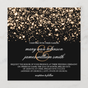 Invitation Charme de minuit d'or élégant de mariage