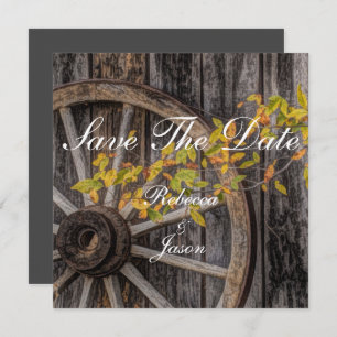 Invitation Charme de pays - Roue Rustique Wagon Occidentale
