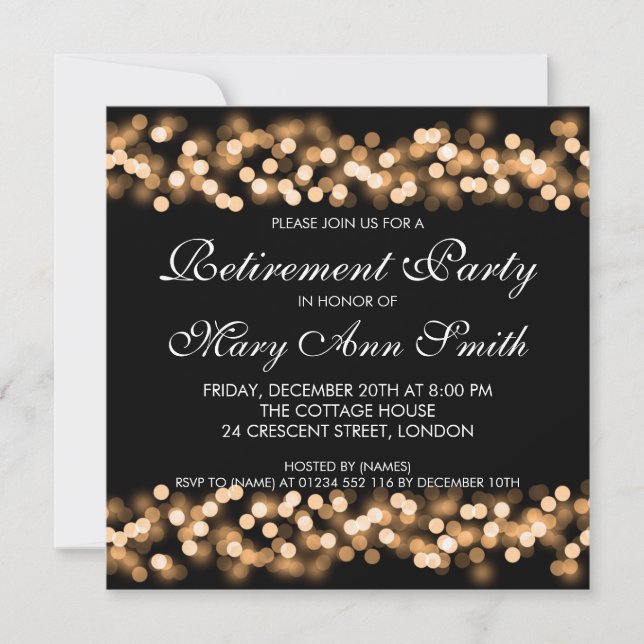 Invitation Charme élégant de Hollywood d'or de partie de (Devant)