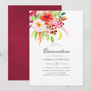 Invitation Charme Floral Rustique Vintage pour Quinceañera