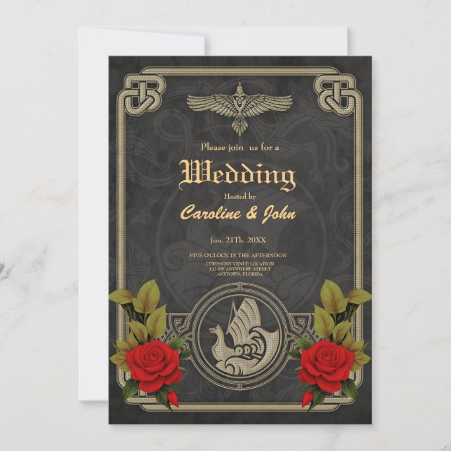Invitation Charme mystique viking avec des noeuds celtiques é (Devant)