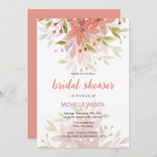 Invitation Charme Pays Terracotta Blush Floral Art