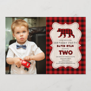 Invitation Charme Red Buffalo Lumberjack Photo 2e anniversair