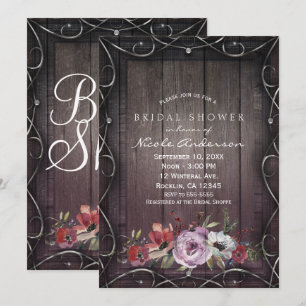 Invitation Charme Rustique Fleur de Farine de Bois & Florale