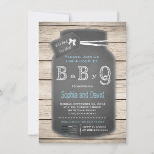 Invitation Charme Rustique Mason Jar Chalkboard Baby shower