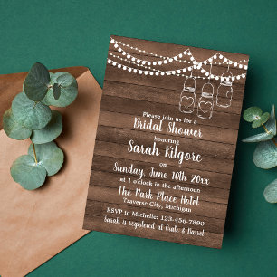Invitation Charme rustique Mason Jar String Fête des mariées