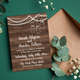 Invitation Charme rustique Mason Jar String Mariage