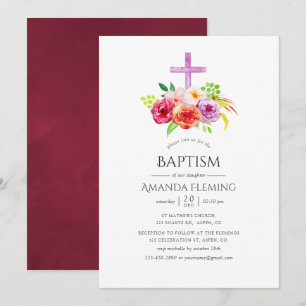 Invitation Charme rustique vintage pour baptême