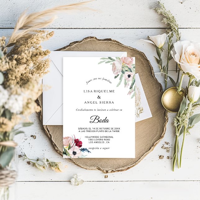 Invitation Charme Tropical Floral Verdure Mariage espagnol (Créateur téléchargé)