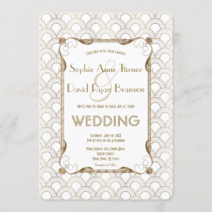Invitation Charme Vieux Hollywood Grand Gatsby Mariage blanc