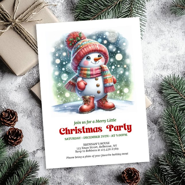 Invitation Charming cartoon snowman invite festive cheer  (Charming cartoon snowman invite festive cheer digital)