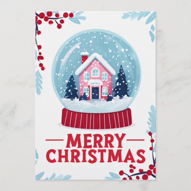 Invitation Charming Christmas Snow Globe Holiday Card (Devant)