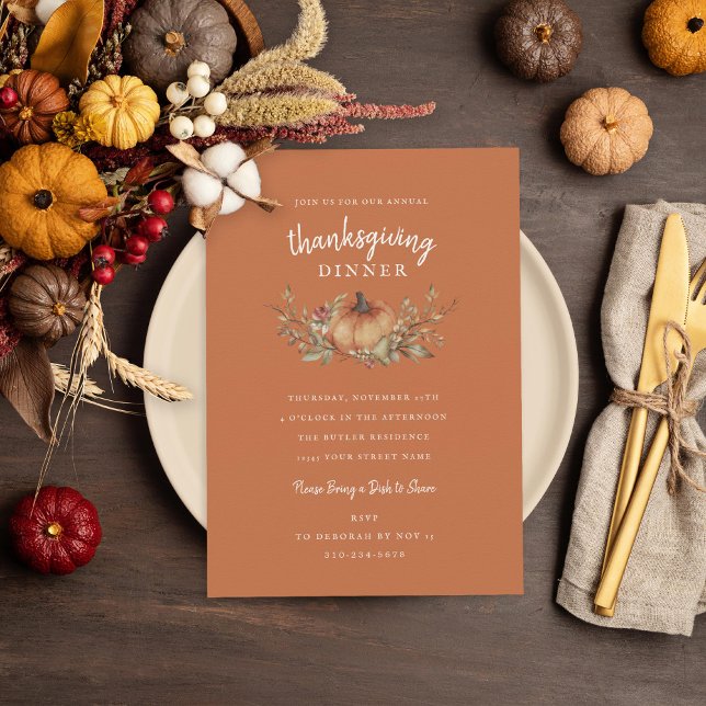 Invitation Charming Citrouille d'automne Thanksgiving Dîner I (Créateur téléchargé)